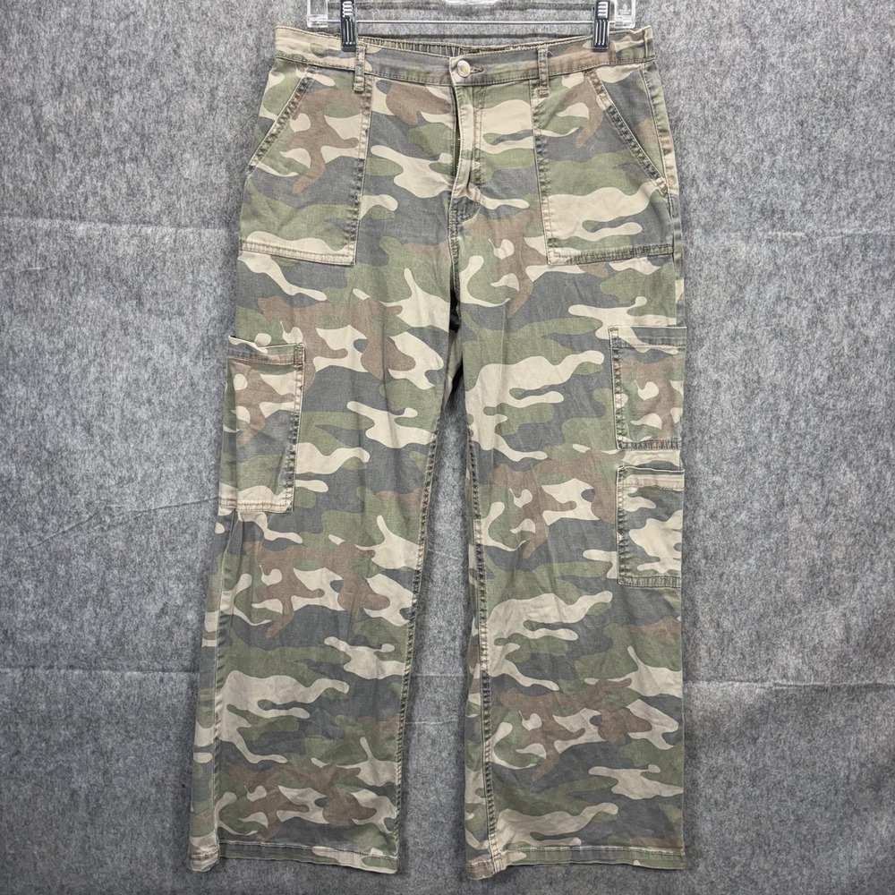 Vintager Y2K No Boundaries Camouflage Pants Womens Large 32x29 Wide Leg Grunge